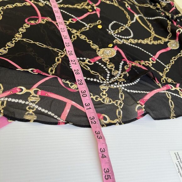 CATO Tunic Women 18/20W Chain Link Print Black Equestrian Roll Tab Sleeves - Picture 10 of 10